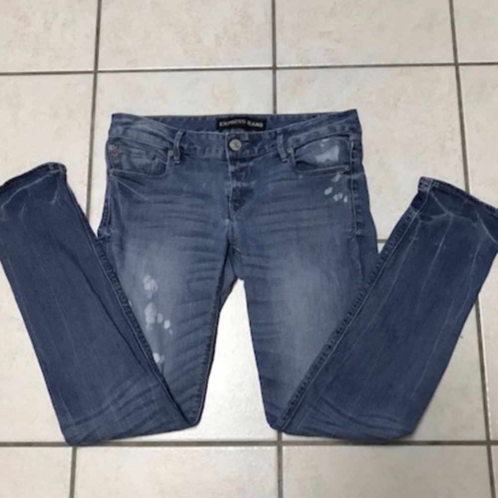 Express Stella Skinny Ankle Distressed Jeans